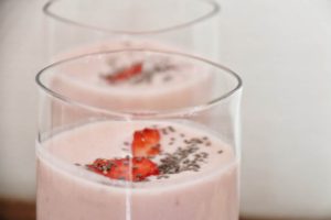 Strawberry Banana Rhubarb Protein Smoothie