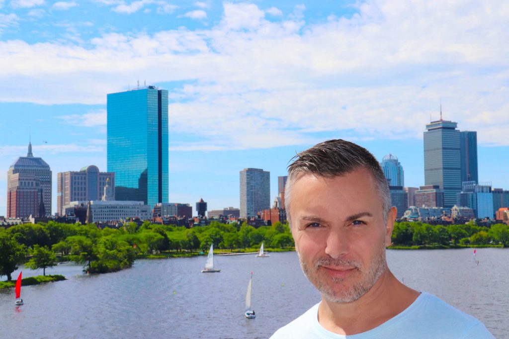 Alessandro Cipriano in Boston, With view of Charles River and John Hancock Tower
