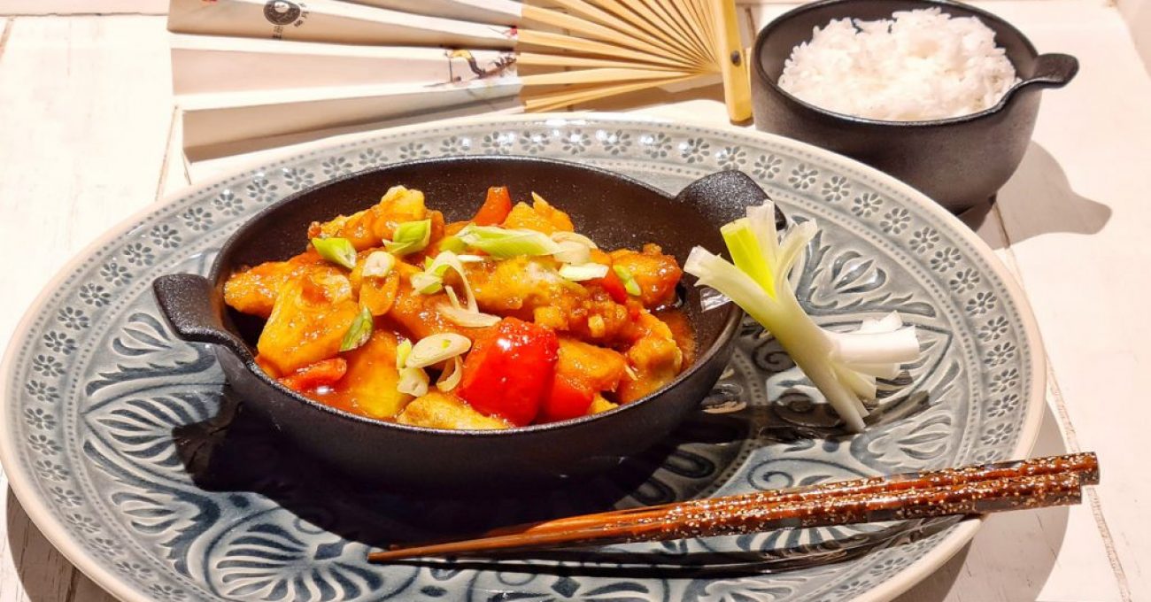 Chicken Sweet and Sour with basmati rice