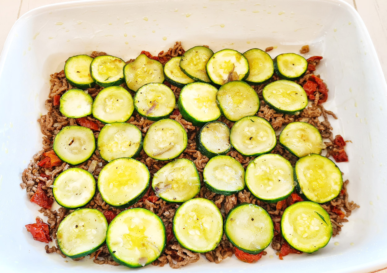 Keto Farmer Casserole with vegetables and minced meat